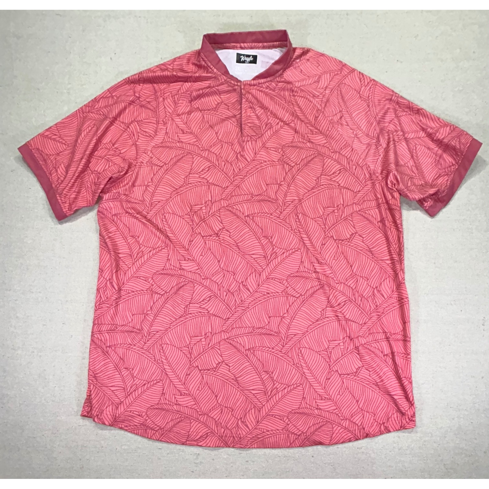 Waggle Men's 2xl Henley Polo Golf Shirt Blade Collar Aop